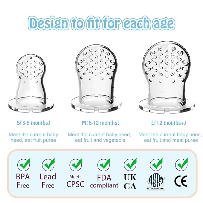 Baby Fruit Food Feeder - Silicone Nibble Tray Combo - Breastmilk Popsicle Mold for Cooling Relief, BPA Free Mesh Feeder for Infant Self Feeding (Monkey Blue + Pineapple)