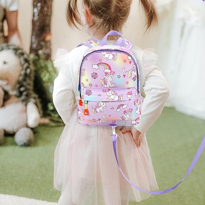 Accmor Toddler Harness Backpack Leash, Mini Unicorn Backpacks with Anti Lost Wrist Link, Cute Child Backpack Walking Leashes Keep Kids Close Rope Tether Rein for Baby Girls to Outdoor Travel