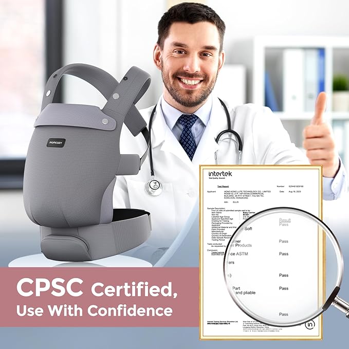 Momcozy Newborn Baby Carrier - Ergonomic, Cozy and Lightweight Carrier for 7-24lbs, Adjustable Neck Support with Sunshield, Breathable Airmesh Perfect for Summer Outing, Purplish Grey