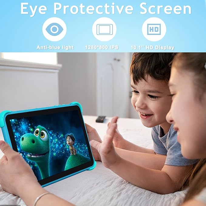 YINOCHE Kids Tablet 10 inch Tablet for Kids 5G WiFi Toddler Tablets with Case Parental Control Dual Camera 32GB Kids Tablets Educational App Preloaded Support YouTube Neflix (Blue)