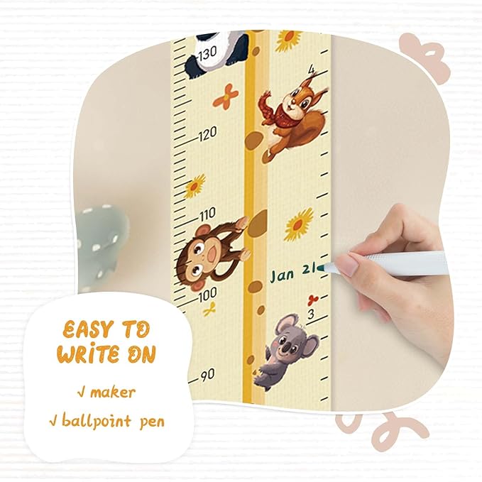 Customize Name Growth Chart Wall, Funny Giraffe Premium Canvas Removable Height Chart for Kids, Height Measurement for Wall, Unisex Kids Room Wall Decor, Measuring Height Charts