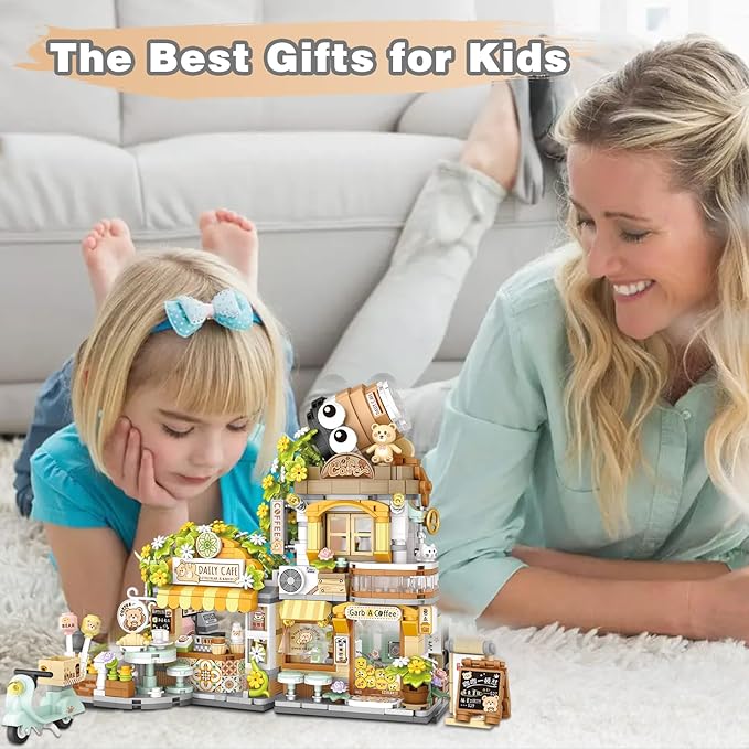 Streetscape Cafe Mini Building Set, 1770 PCS Mini Brick Building Cafe Set (for Boys Girls 6+)