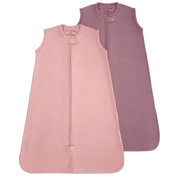 Baby Sleep Sack 1.0 TOG, Organic Cotton Baby Wearable Blanket with Two-Way Zipper, Swaddle Transition Baby Sleeping Bag, All-Season Sleep Sack for Newborn Infant Toddler Boy Girl, 2-Pack