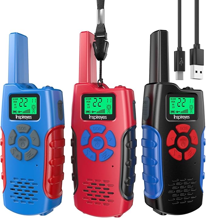 Walkie Talkies for Kids Rechargeable,Toys for Boys and Girls Ages 3-12, 3 Pack Long Range 2-Way Radios, Birthday Gifts,Christmas Stockings, Outdoor Play, Family Games, Hiking Camping Gear