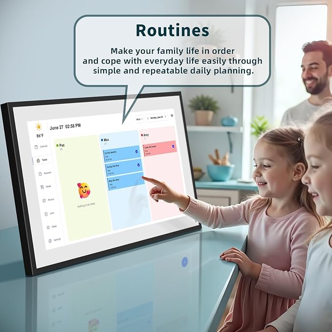 21.5 Inch Digital Calendar, WiFi Smart Electronic Calendar & Chore Chart, 1920 * 1080 IPS Touch Screen HD Display for Family Schedules, Streamline Household Organization, Wall Mount Included