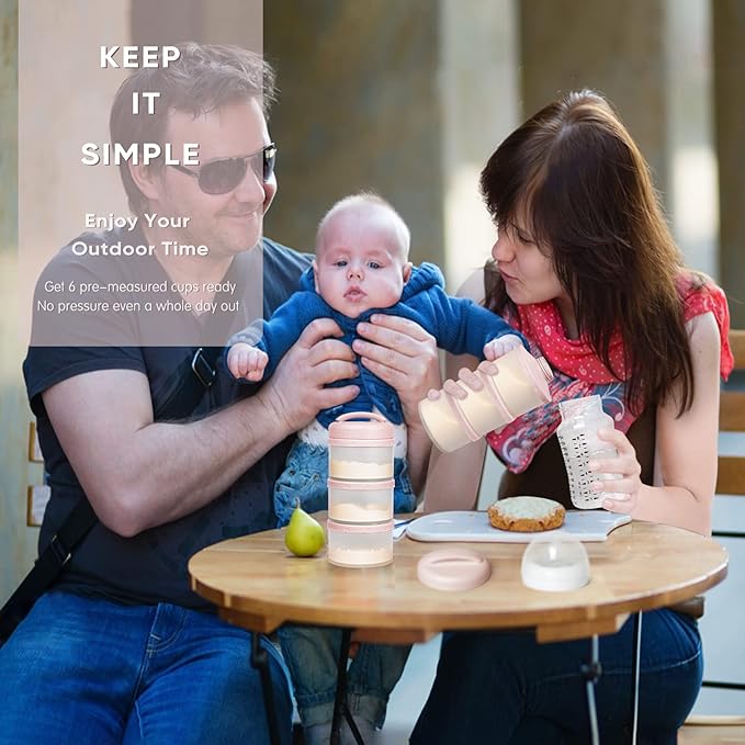 Termichy Stackable Formula Dispenser Portable Milk Powder Container, 2 Pack, Light Pink