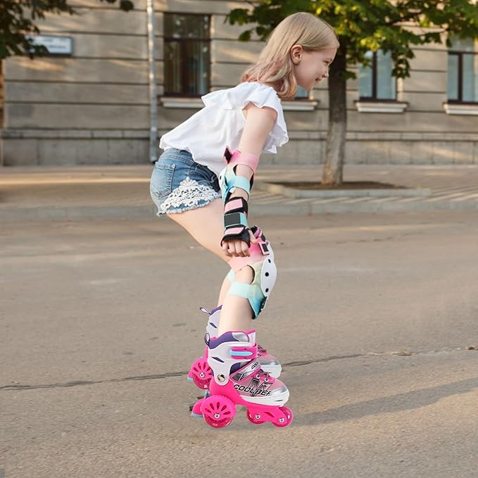 Sowume Adjustable Roller Skates for Girls and Women, All 8 Wheels of Girl's Skates Shine, Safe and Fun Illuminating for Kids