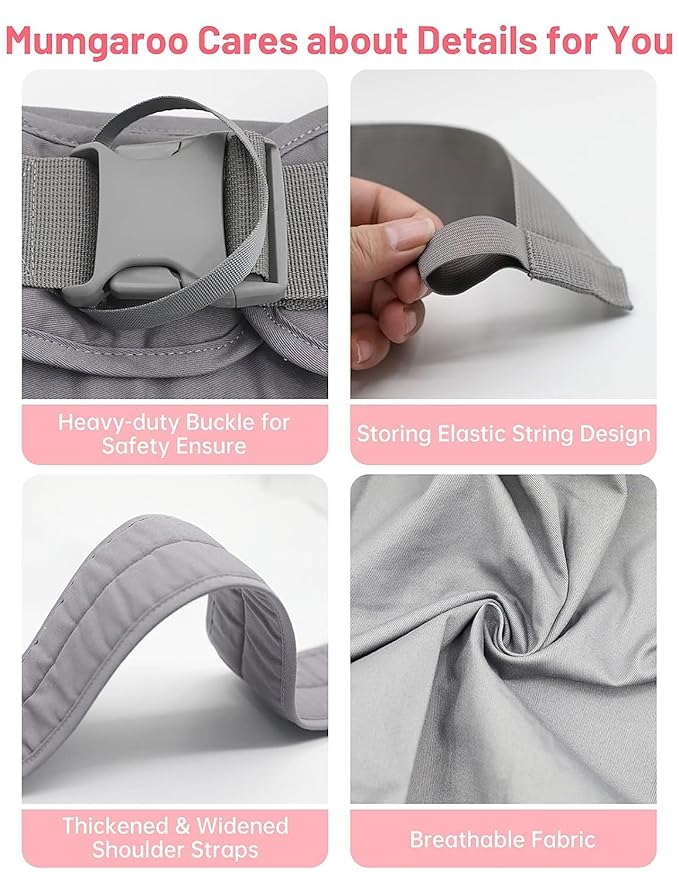 Baby Sling Carrier, Pure Cotton, Ergonomically Adjustable Baby Carrier Newborn to Toddler, Easy to Use, Portable, Ideal for 0-36 Months, Up to 33 lbs (Grey)