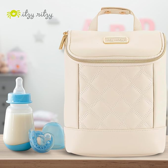 Itzy Ritzy Insulated Bottle Bag – Keeps Bottles Warm or Cool - Holds 3 Bottles & Features Interior Pocket for Ice Pack (Not Included), Milk & Honey