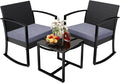 Greesum 3 Pieces Outdoor Furniture Set Patio Bistro Rocking Chairs by BuynowfromGreesum