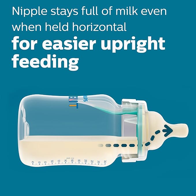 Philips Avent Anti-Colic Baby Bottle with AirFree Vent, 9oz, with Flow 2 Nipples, 1m+, 4pk, Pink, SCY703/14