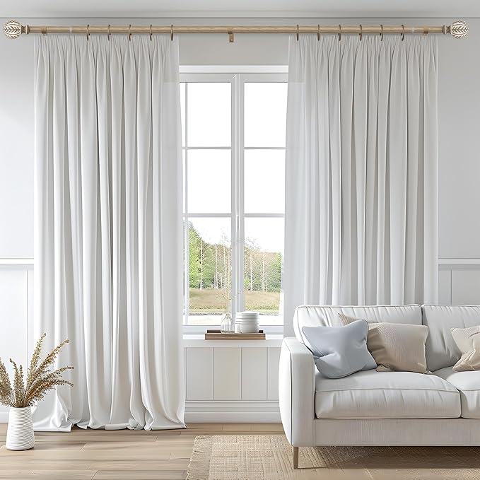 QDWIS Boho Wood Curtain Rods for Windows 72 to 144 inch, Rustic Decorative - Image 2