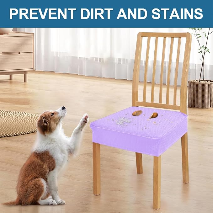Smiry Waterproof Seat Covers for Dining Room Chairs Set of 8, Stretch Jacquard - Image 6