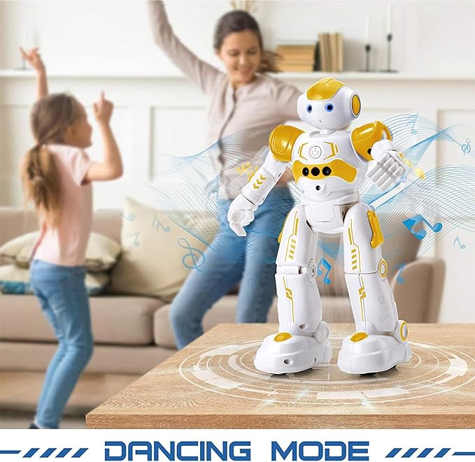 KingsDragon RC Robot Toys for Kids, Gesture & Sensing Programmable Remote Control Smart Robot for Age 3 4 5 6 7 8 Year Old Boys Girls Birthday Gift Present,Yellow