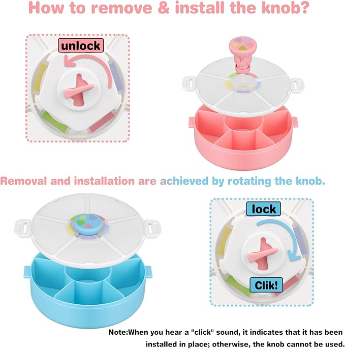 Kids' Rotating Snack Container Set – 2-Pack, Includes 1 Rotating Snack Container & 1 Round Sectioned Snack Box, BPA-Free, Dishwasher Safe, Perfect for Travel-Blue