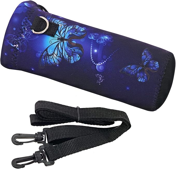 RICHEN Neoprene Water Bottle Carrier Bag with Adjustable Shoulder Strap,Insulated Water Bottle Cover for Stainless Steel/Glass/Plastic Bottles