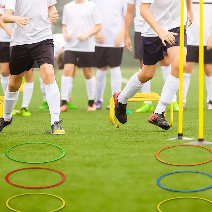 Libima Obstacle Course Ring Set Exercise Hoop Large Hoop Plastic Toys Playground Toys for Gymnastics Practice Party Games Educational Activities Holiday Decor, 5 Colors(24 Pcs,15.8 Inch)