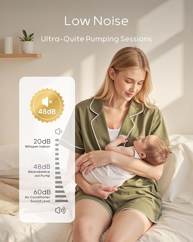 Nuliie Hands-Free Breast Pump, Wearable Breastfeeding Pump 4 Modes 9 Levels with 18/21/24MM Flange, Electric Breast Pump Portable, Replaced Pumping Accessories Included (2 Packs, Purple)