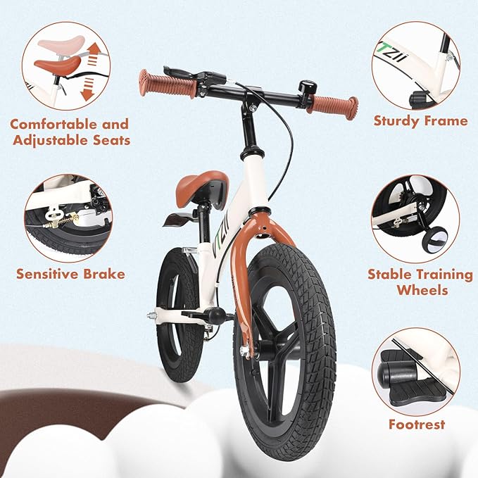 Balance Bike 2 in 1 with Pedals Brake Training Wheels Kickstand Pneumatic tyre,for Kids 2-7 Years Old,Kids Bike 12 14 16 inch