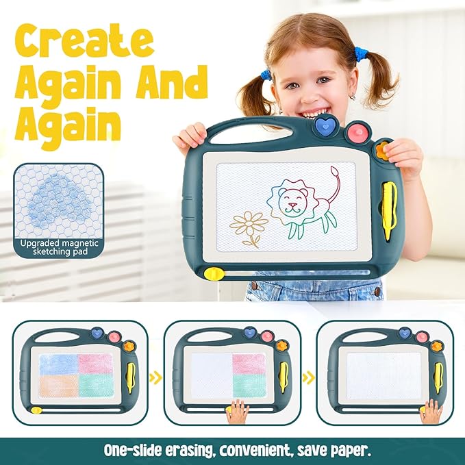 Magnetic Drawing Board, Toddler Toys for Age 1 2 3 Boys Girls, Sketch Pad, Birthday Easter Christmas Halloween Kids Toy Gifts for Boys and Girls