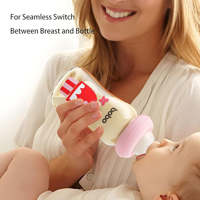 YOHKOH PPSU Baby Bottle Wide Neck, Newborn Anti-Colic Baby Bottle with Natural Response Nipple, Streamlined Body, Easy to Clean (8.8oz (Pack of 2), Red)