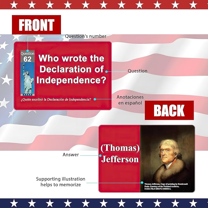 Us Citizenship Test Flash Cards 2025, Tarjetas para La Ciudadania De Las 100 Preguntas, Tarjetas De Ciudadania 2025 inglés y español, Naturalization Study Guide with 100 Questions & Answers