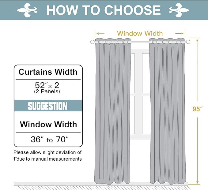 ChrisDowa 100% Blackout Curtains for Bedroom with Black Liner, 2 Thick Layers Total Blackout Thermal Insulated Grommet Long Window Curtains 2 Panels Set (Forest Green, 52 x 95 Inch)