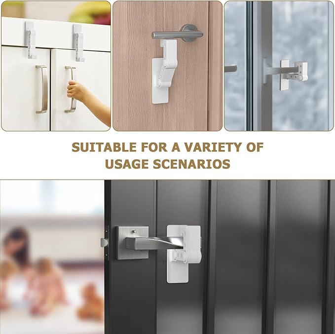 Child Proof Door Lever Lock - Door Locks for Kids Safety - Door Knob Child Proof - Baby Proofing 3M Adhesive - Door Handle Child Proof - White Baby Safety Locks for Toddlers - 1 Pack