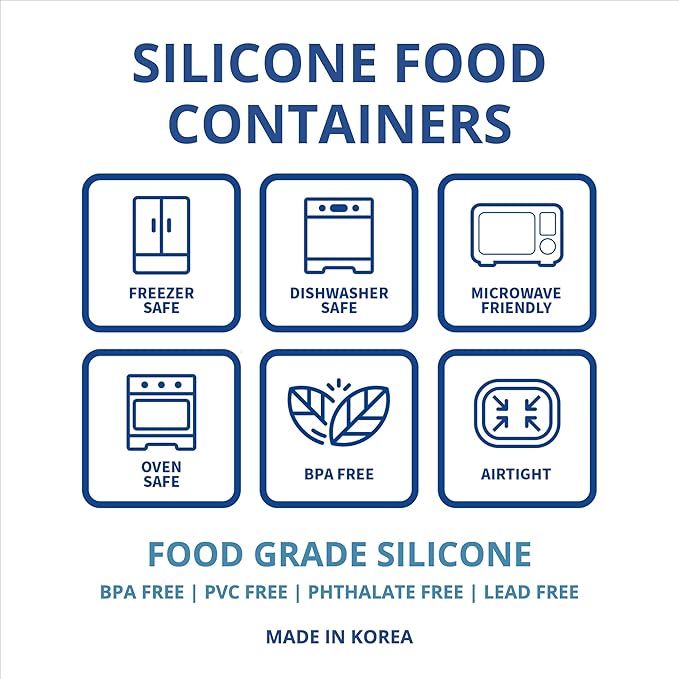 BLUE GINKGO Nesting Silicone Containers - Set of 3 Hard-Shell Silicone Food Storage Containers | BPA Free, Airtight, Dishwasher and Freezer Safe (6.7oz, 10oz, 20oz) - Red