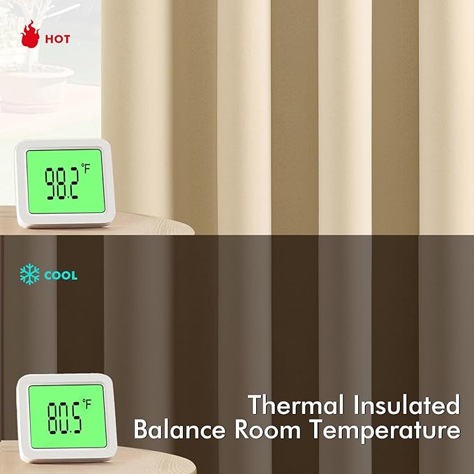 MIULEE Cream Beige Blackout Curtains for Bedroom Living Room 96 Inches Long 2 panels, Thermal Insulated Room Darkening Drapes Solid Grommet Top Noise Reducing Light Blocking Window Curtains 40x96 Inch