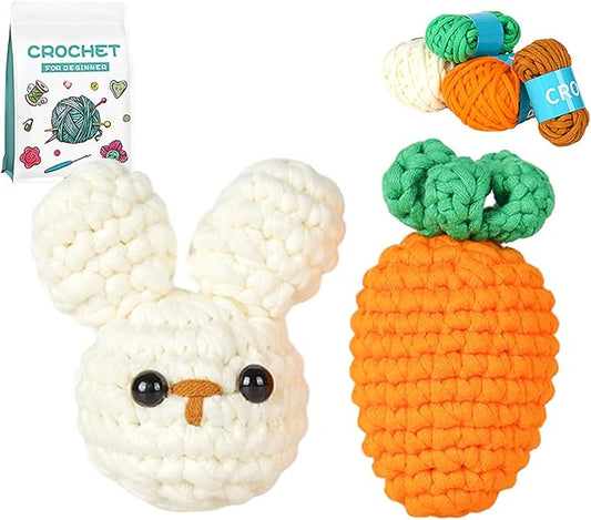 Utook Crochet Kit for Beginners, Crochet Animal Kit,Crochet Kits for Beginners Adults and Children, with Instructional Videos and Paper Tutorials, Handmade Crafts, Holiday Gifts (Rabbit)