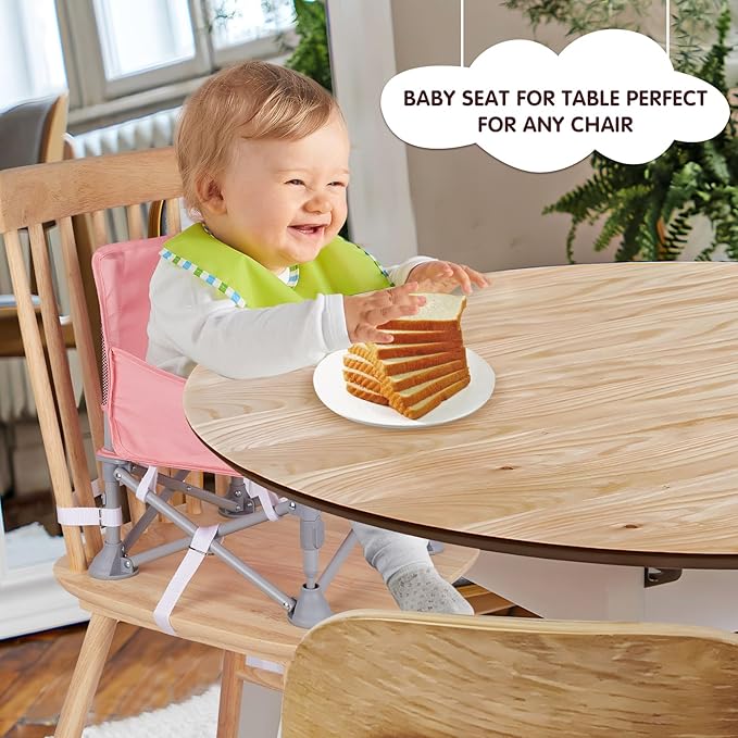 Portable Booster Seat, Toddler Baby Seat with Tray for Dining Table Compact Floor Chair for Camping Lawn Beach Babies Travel 6-36 Months