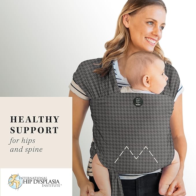 Moby Baby Wrap Carrier Classic by Petunia Pickle Bottom for Newborns to Toddlers (8-33lbs), Infant Sling Carrier, Lightweight & Hands Free Design, Adjustable for All Body Types (Houndstooth)