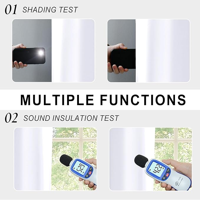 XWZO 100% Blackout Curtains 63 Inches Long - Rod Pocket Noise Reducing & Energy Efficiency Extra Wide Window Draperies with Black Liner for Bedroom/Living Room, White, W60 x L63, Set of 2