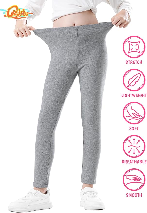 Girls Leggings Cotton Leggings for Toddler Footless Girls Pants Stretchy Baby Girl's Pants Infant Basic Leggings Size 6M -14Y