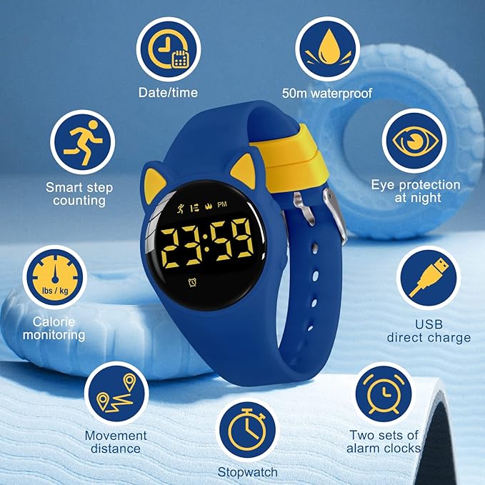 Kids Watches for Girls Boys Digital Sport Watch with Step Counter Pedometer Vibration Alarm Clock, No App Waterproof Fitness Tracker Kids Watch Boys Girls Teens Students Ages 5-16