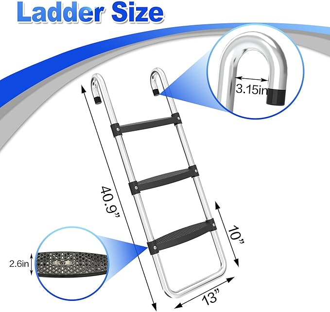 Universal Trampoline Ladder Slide kit, 3 Steps Wide Step for Trampoline, Trampoline Accessories Slide with Buffer Section for Children Kids