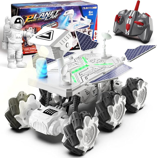 Mars Rover Remote Control Car for Boys 4-7, Space Explorers Toys RC Cars for Boys Age 8-12, Moon Rover with 2.4Ghz Remote Control, Astronaut Model, 6 Laterally Movable Wheels, Rechargeable