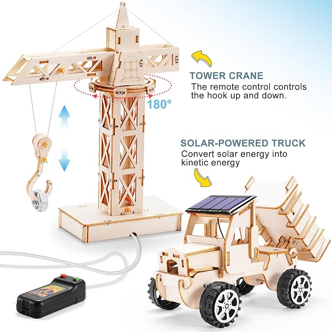 STEM Kits for Kids Ages 8-10 10-12, Wood Building Crafts Kit for Boys 8-12, Model Car Kit, 3D Wooden Puzzles Woodworking Science Projects, Construction Engineering STEM Toys for 8 10 13 12 14 Year Old