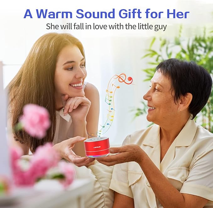 LENRUE A2 Portable Wireless Bluetooth Speaker with Lights and Lanyard,5W Mini Small Metal Speakers Bluetooth 5.0/Aux-in for iPhone Android Home Outdoor,Gift for Women/Girls