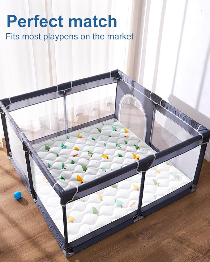 Odorless Premium Foam Baby Play Mat 79" x 63", Soft Microfiber Fabric Crawling Mat for Floor- Comfortable and Hypoallergenic, Non-Slip Cushioned Floor Playpen mat for Infants,Babies,Toddlers