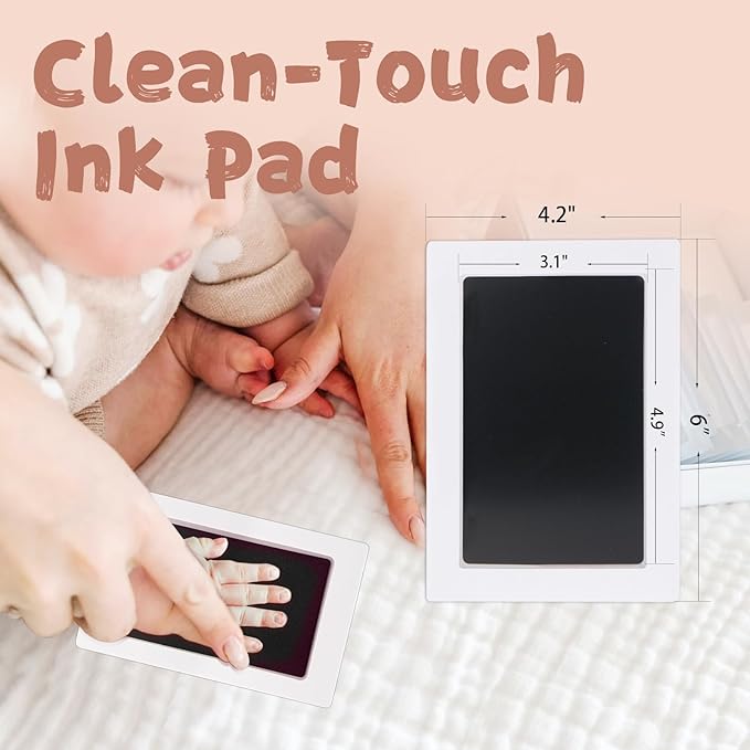 Inkless Baby Hand and Footprint Kit,Clean-Touch Ink Pad Kit,Safe No Mess Printing Infant Hand Foot Stamp,2 Pack Newborn Inkless Print Pads Best Keepsake or Gifts for Family