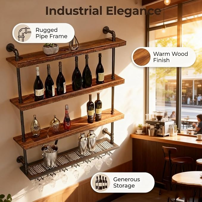 63in Wall Mounted Wine Rack - Image 6