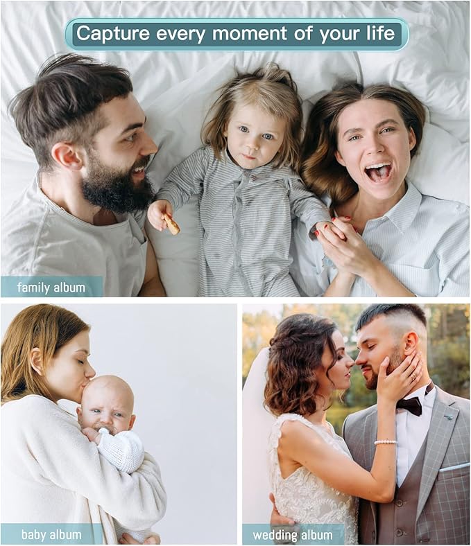 popotop Photo Album Self Adhesive with Picture Display Window,40 Pages DIY Scrapbooking Supplies Kit for 4x6 10x12 Picture,Linen Cover Memory Book for Baby Wedding, with Scraper and Metallic Pen