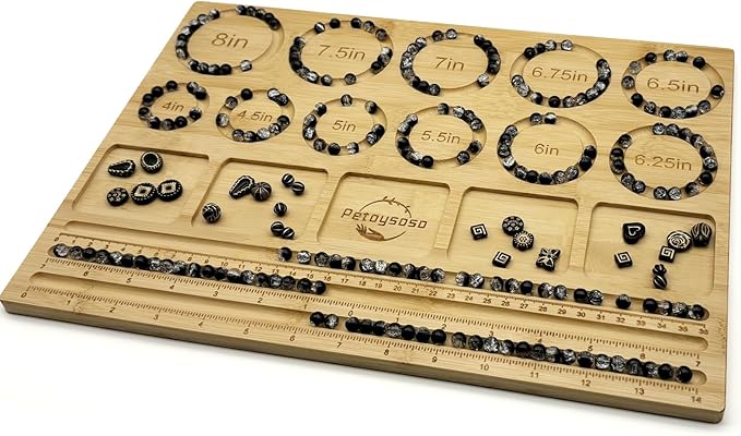 Petoysoso Bead Boards for Jewelry Making, Thicken Bamboo Beading Board for Jewelry Bracelet Making, Bracelet Bead Board, Bracelet Bead Board for Bracelet, Jewelry Making Supplies 15.3x 11.2x0.5 Inches