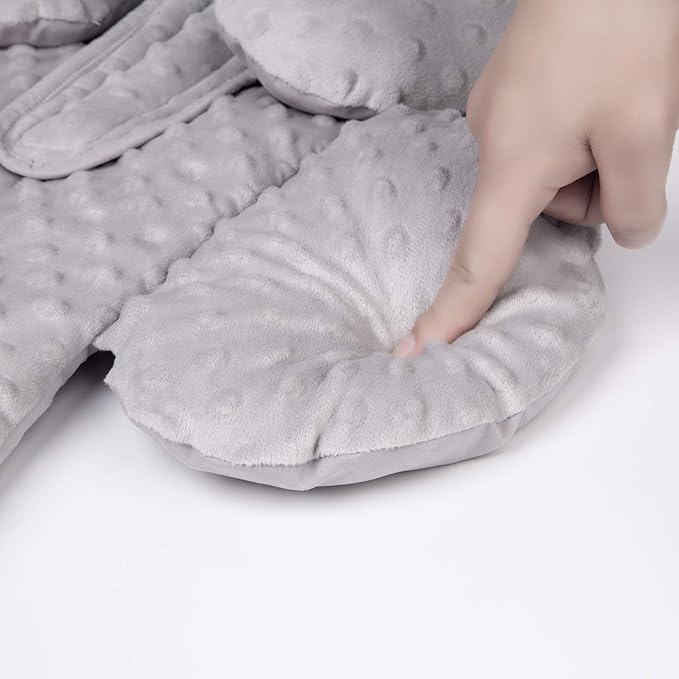 Pro Goleem Infant Car Seat Head Neck Body Support, Ultra-Soft Minky and Microfiber Newborn Car Seat Insert, Perfect for Car Seat, Stroller, 2-in-1 Reversible, for Boys and Girls, Gray