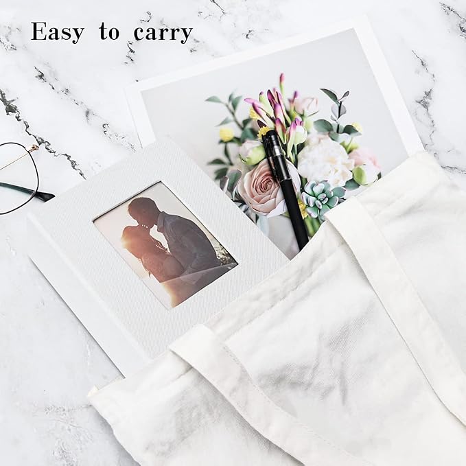 Vienrose Photo Album 4x6 100 Pages Photos Linen Cover Picture Book with Front Window for Baby Wedding Children