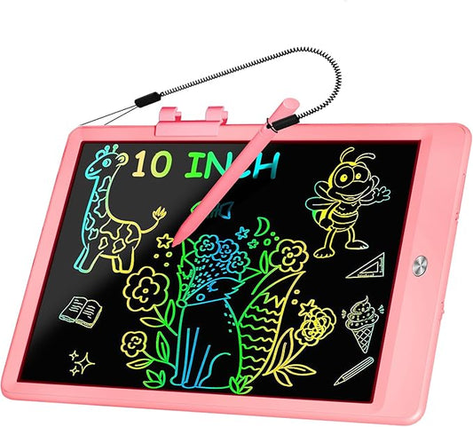 Decute Kids Toys LCD Writing Tablet with Stylus, 10 Inch Erasable Toddlers Doodle Board, Reusable Drawing Pad for Kids, Educational Christmas Birthday Gift for 3 4 5 6 7 8 Girls Boys Toddler Pink