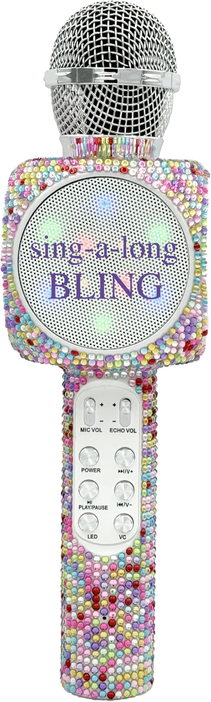 Sing-Along Bling Bluetooth Karaoke Microphone and Bluetooth Stereo Speaker All-in-One (Confetti Bling)