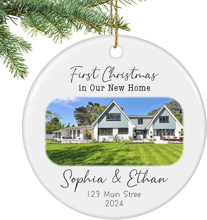 Personalized First Christmas in Our New Home Ornament 2025, New House Address Christmas Ornaments, Housewarming Gift for New Homeowners, Couples, or Family